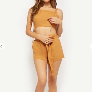 Linen-Blend Cami & Tie-Front Shorts Set NEW